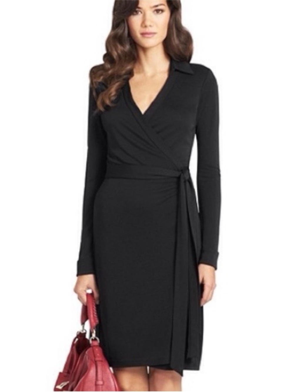 Diane Von Furstenberg Black Long-Sleeve New Jeanne Two Wrap Dress